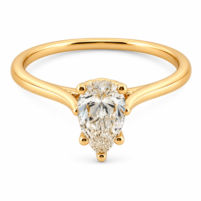 Solitair met peervormige diamant Zuurdeeg en Ockels