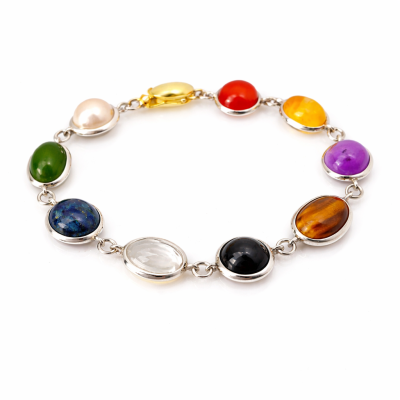 Zilver met gouden armband met diverse edelstenen Zuurdeeg en Ockels