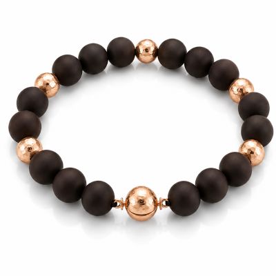 Armband met matte onyx bollen en rosé goud Zuurdeeg en Ockels