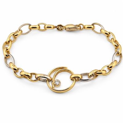 Bicolor armband met veranderde trouwring als tussen element.