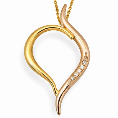 Bicolor hanger met diamant pavé gezet. Zuurdeeg en Ockels