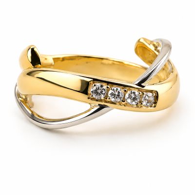 Bicolor ring met diamant gemaakt met bestaande ring Zuurdeeg en Ockels