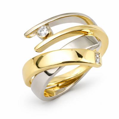 Bicolor smeedring met diamant Zuurdeeg en Ockels