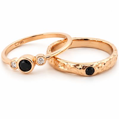 Gouden ringen met saffier en diamant