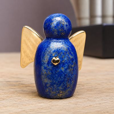 Lapis lazulli engel met vleugels van eigen goud