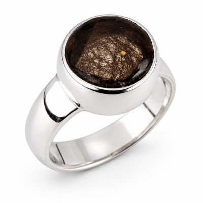 Zilveren ring met haar van huisdier in epoxy Zuurdeeg en Ockels