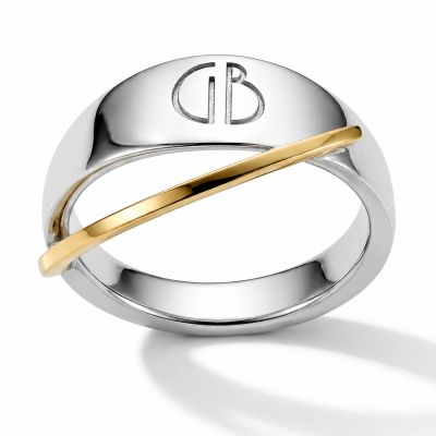 Zilveren ring met initialen en geelgoud Zuurdeeg en Ockels