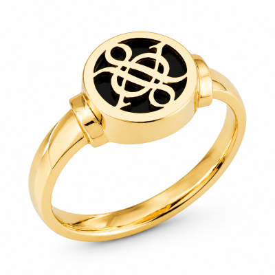 Jubileumring geelgoud met Onyx Zuurdeeg en Ockels